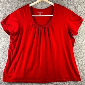 Woman Within T Shirt Womens 30/32 3X Plus Size Red Casual Outdoor Hike Camp Work